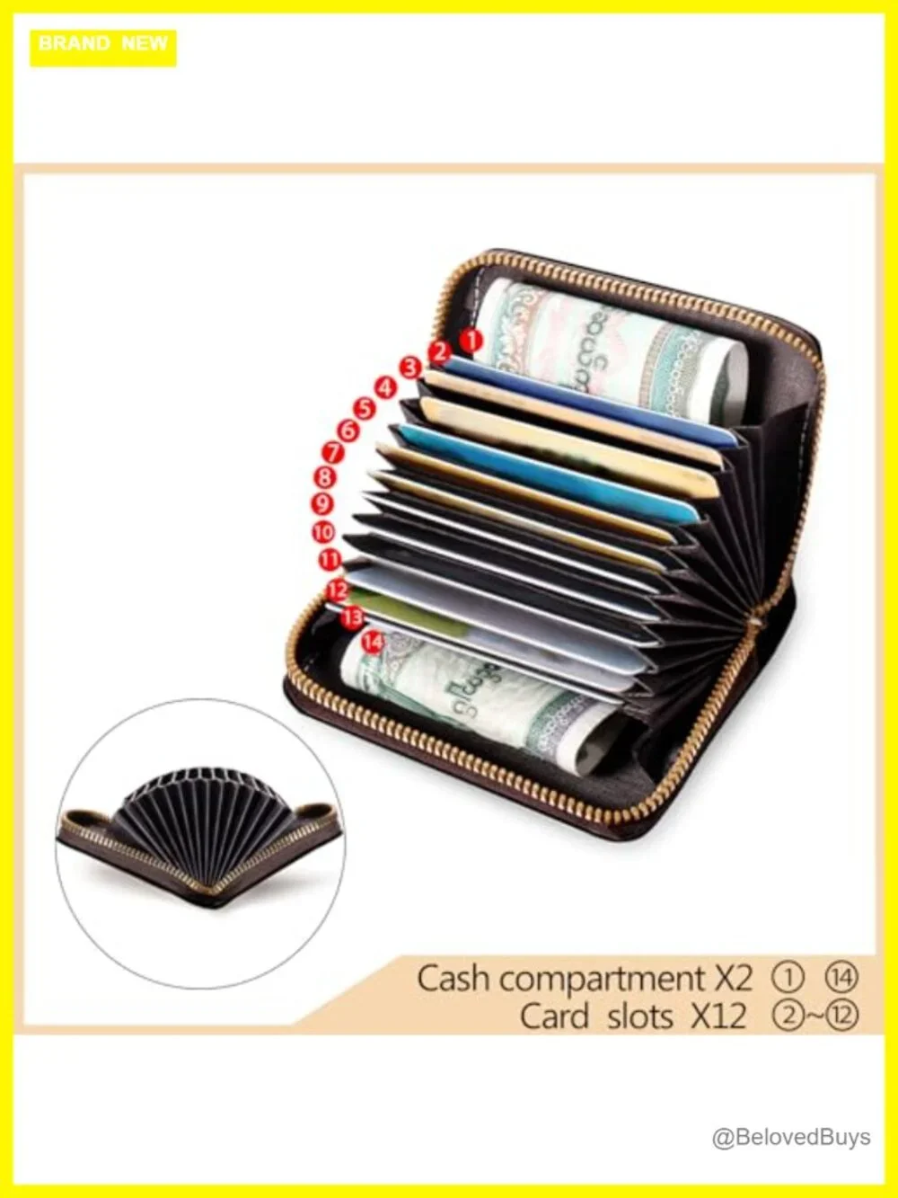 RFID Blocking Credit Card Holder Wallet with Wristlet Keychain Faux Leather 12